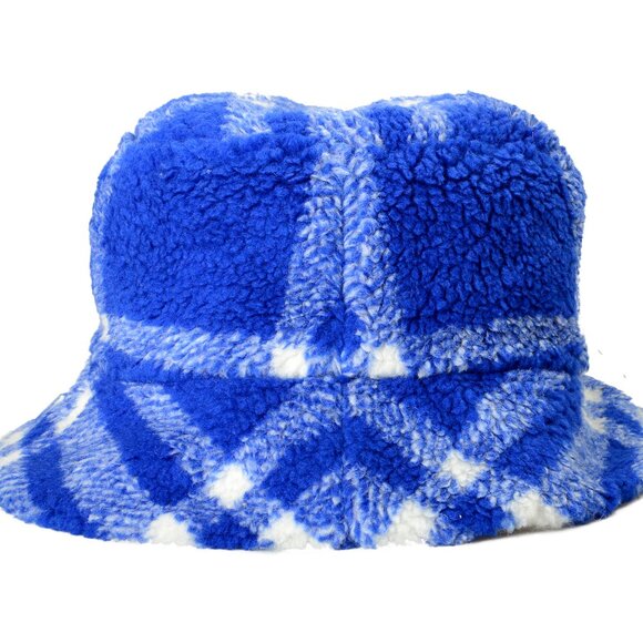 Burberry Fleece Multi-Color Check Print Wool Reversible Bucket Hat Size XL - Picture 1 of 9
